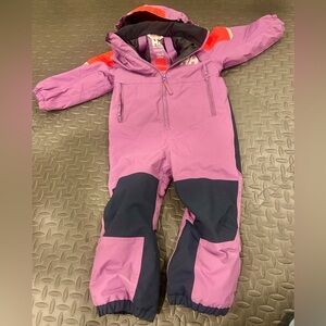 Helly Hansen kids Rider insulated snowsuit size 4 purple/neon orange EUC